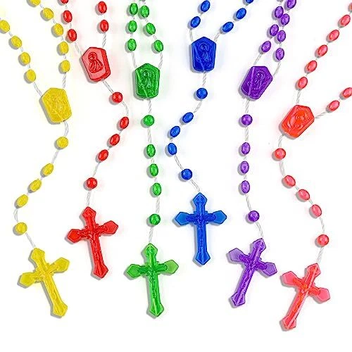 120 Pcs Plastic Rosary 17 Inch Bulk Rosaries Prayer Plastic Rosary Beads Asso