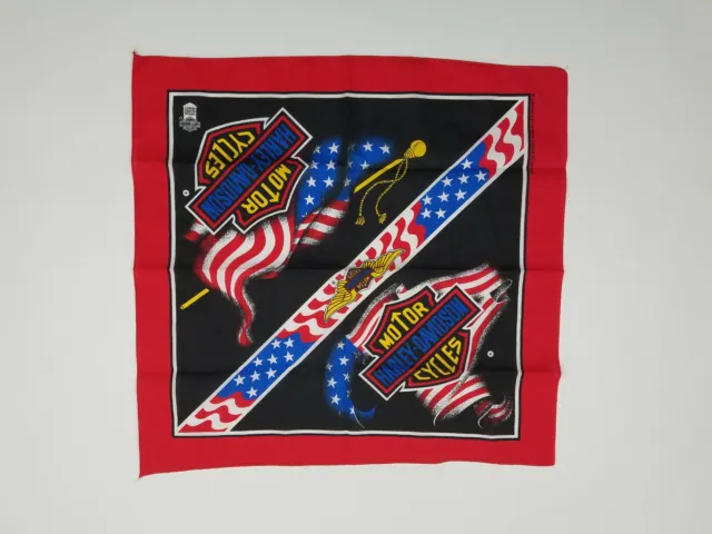 Harley Davidson Bandana Scarf HD Emblem Patriotic USA American Flag Poly Cotton