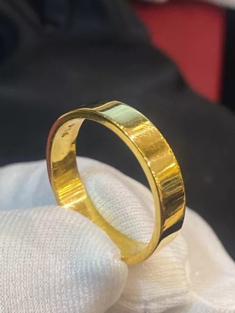 Sbalorditivo Fatto a mano Unisex Nozze Band Anello In 916 Solido 22K Oro giallo