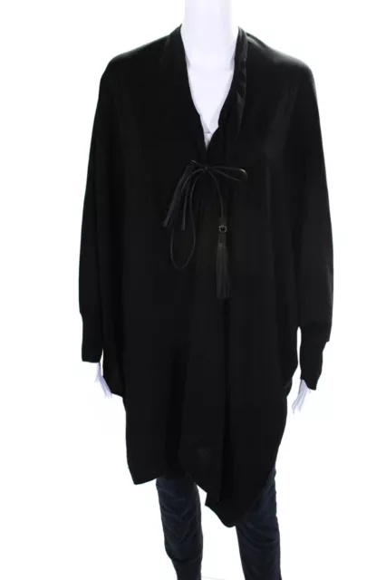 Salvatore Ferragamo Womens short Sleeves Wrap Sweater Black Wool Size Medium