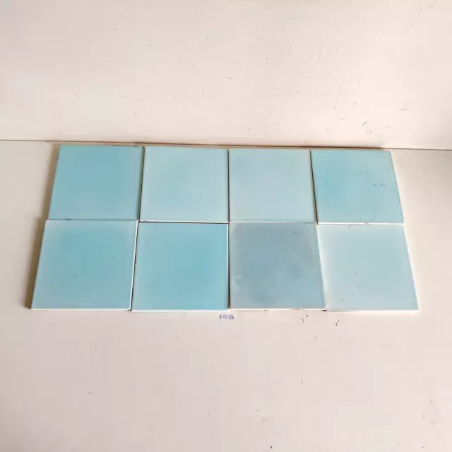 1940s Vintage Mint Green Architecture Furniture Plain Tile Japan Set Of 8 CT35