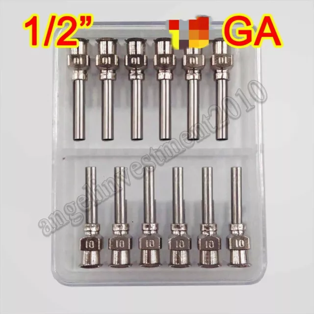 12pcs 1/2" 0.5 inch 8GA Blunt stainless steel dispensing syringe needle tips