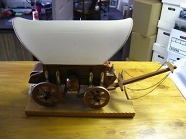 1950's HAND CRAFTED CONESTOGA COVERED WAGON LAMP a