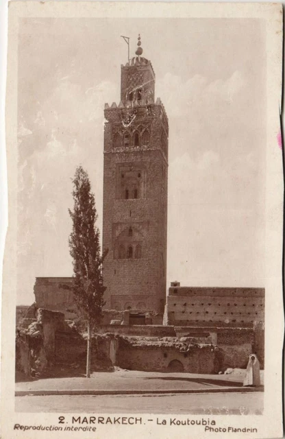 CPA AK MAROC MARRAKECH La Koutoubia Flandrin damaged carte photo (37916)