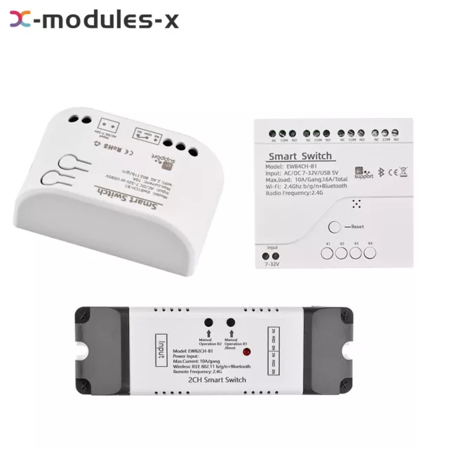 Smart WiFi Bluetooth Wireless Relay Switch Module 1/2/4Channel DC7-32V/AC85-250V