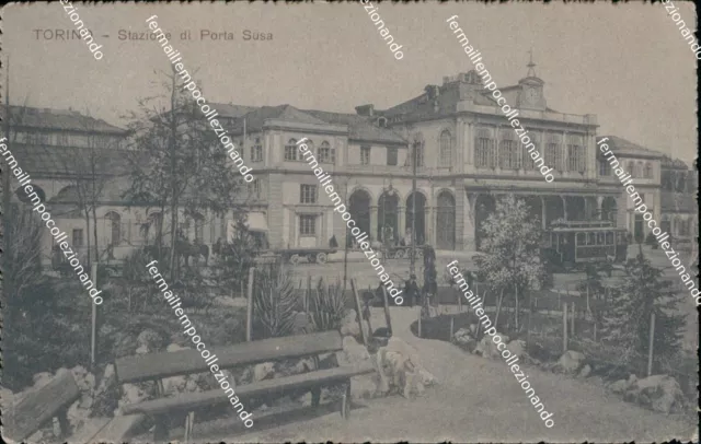 bg88 cartolina torino citta' stazione di porta susa tram