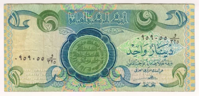 1992 Iraq 1 Dinar - Low Start - Paper Money Banknotes