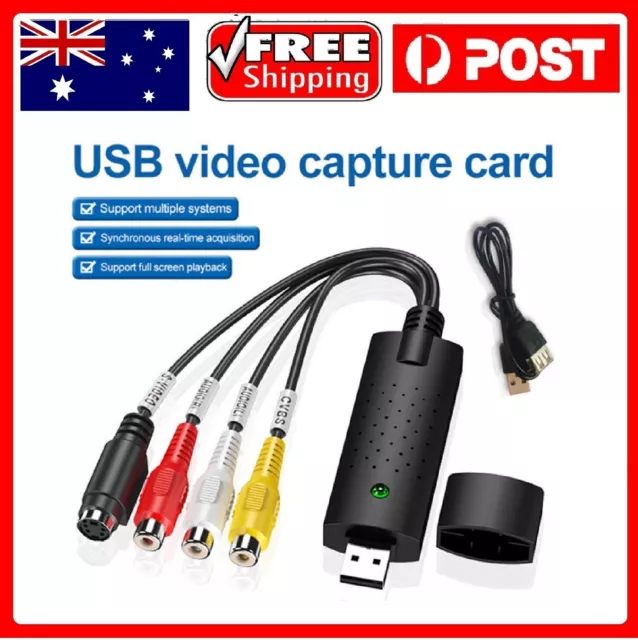 USB 2.0 VHS Tapes Tape to DVD VCR Audio Video AV Converter Capture Card Adapter