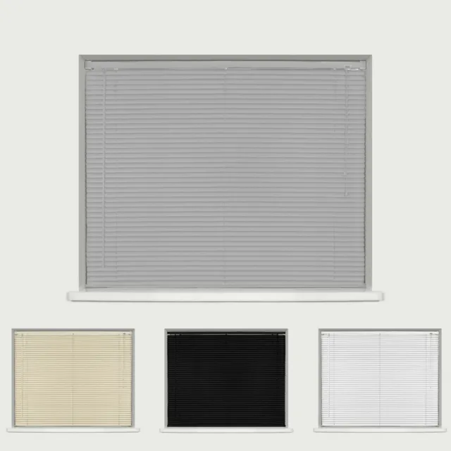 Pvc Venetian Blind - 25Mm Slats - Black / White / Cream / Grey - Many Sizes
