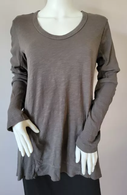 Wilt Womens Size XS Green Long Sleeve Fray Hem Ribbed Long Sleeve Casual Top
