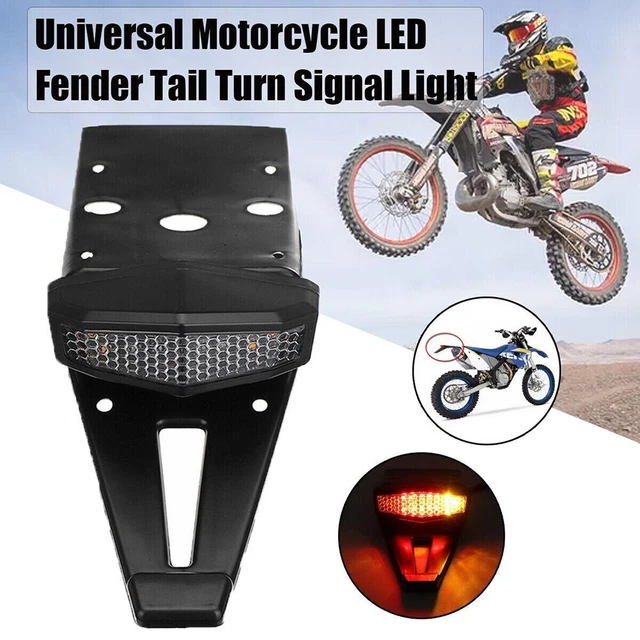 LED Rear Fender Brake Tail Light Turn Signal For Dirt Bike Universal ABS Plastic