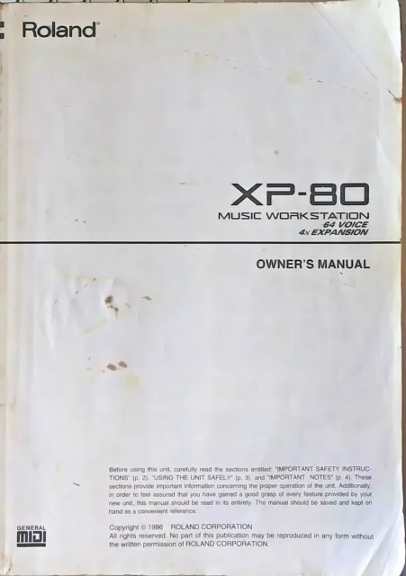 Roland XP-80 Synthesizer Music Workstation Keyboard Original Owner's Manual Book