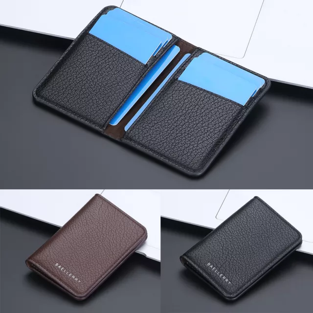 Men's Leather Slim Minimalist Bifold Front Pocket Wallet Card Holder