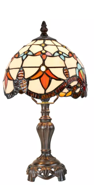 Stunning 8" Beige Baroque Style Tiffany Mini Lamp 2