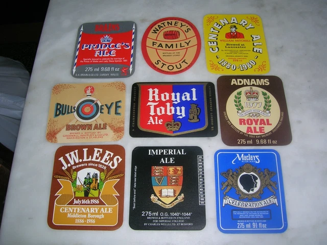 BRITISH  beer labels   9 (nove) etichette diverse