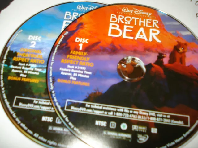 Brother Bear 2Disc Dvd Disc Only Used Tested Freeship Notracking
