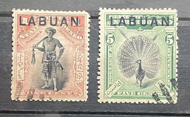 Labuan 1897 North Borneo Stamps Overprint 2 Value Used FM394