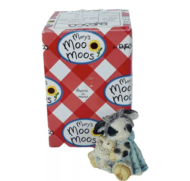 Marys Moo Moos Cow Figurine Enesco Anthropomorphic vtg nib box Little Lamb sheep