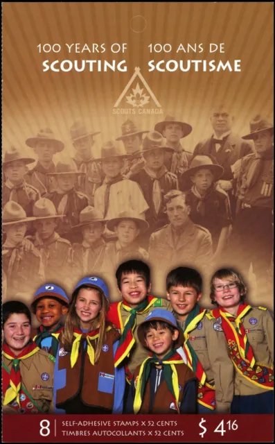 Canada Stamps — Booklet Pane of 8 — 100 Years of Scouting #2225a (BK357) — MNH