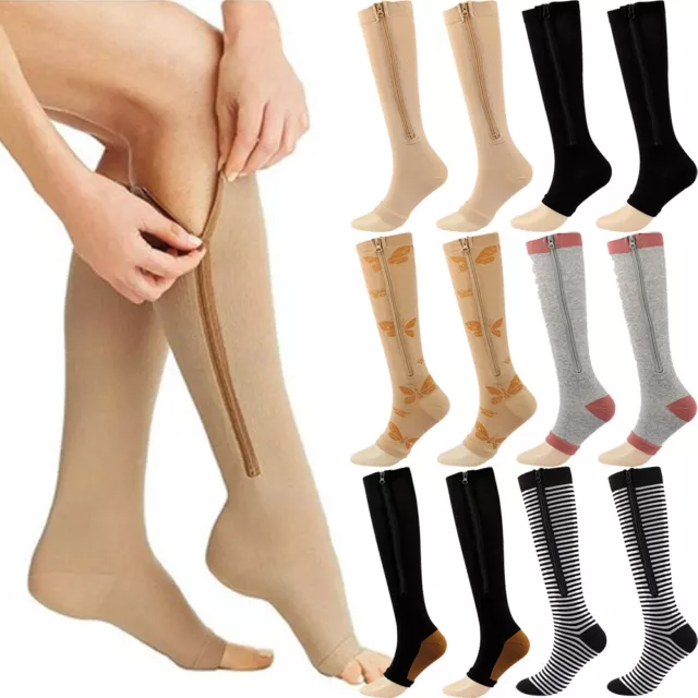 Chaussettes De Compression À Fermeture Éclair Pour Hommes Et Femmes Bas De #