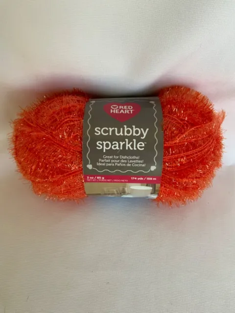 Red Heart Scrubby Sparkle Orange 1 Skein Knitting Crafts
