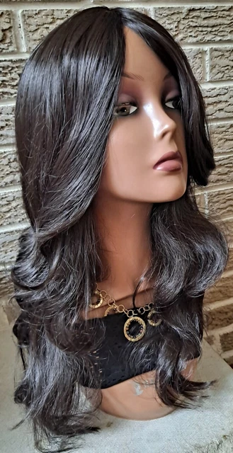 New Long Natural Layered Wavy Dark Brown Hair wig Sheitel Synthetic Large Cap New Long Natural Layered Wavy Dark Brown Hair wig Sheitel Synthetic Large Cap
