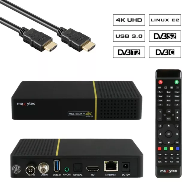 Maxytec Multibox SE 4K UHD WiFi E2 Linux DVB-S2/C Combo Receiver Schwarz