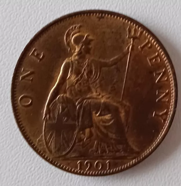 1901 Queen Victoria One Penny Coin Nice High Grade