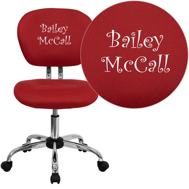 Flash Furniture Personalized Mid-Back Red Mesh Swivel Task Office Chair with