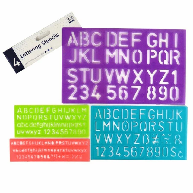 MATHS STENCIL SET Alphabet Letters Numbers Pen Special Upper And Lower