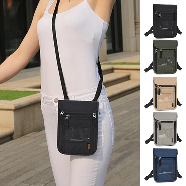 RFID Blocking Travel Body Wallet Passport Holder Neck Pouch Crossbody Bag Unisex