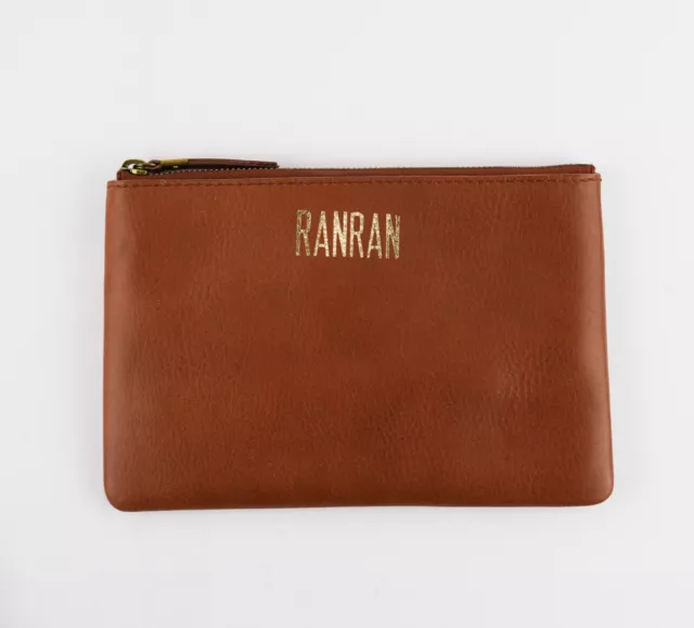 New MADEWELL The Pouch Clutch MONOGRAM "RANRAN" English Saddle