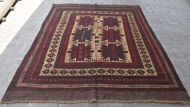 6 x 9 ft Handmade afghan tribal adraskan wool area kilim rug, 6x9 persian rug