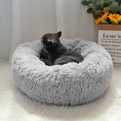Round Plush Pet Cat Dog Caiming Donut Cuddler Washable Soft Mat Bed Cushion 3