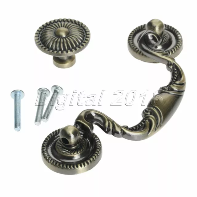 Retro Classic Drop Door Pull Handles Antique Brass Cabinet Drawer Cupboard Knobs