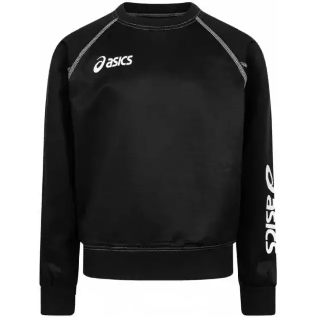 Asics Kinder Lauf Sweatshirt (Größe 5-6y) schwarz-weiß Alpha Sweat - Neu