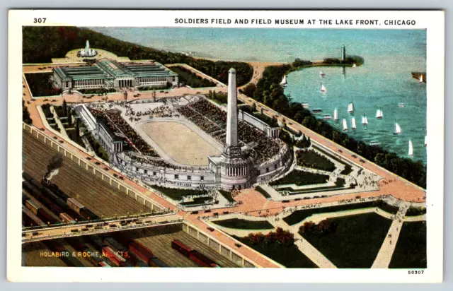 c1930s Soldiers Field Museum Lake Front Chicago Illinois Vintage Postcard