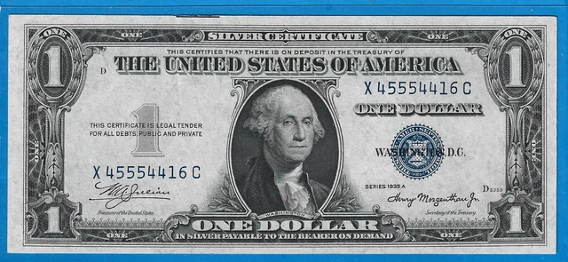 1935 A $1 Silver Certificate Note,Blue Seal,Crisp Uncirculated,Nice!