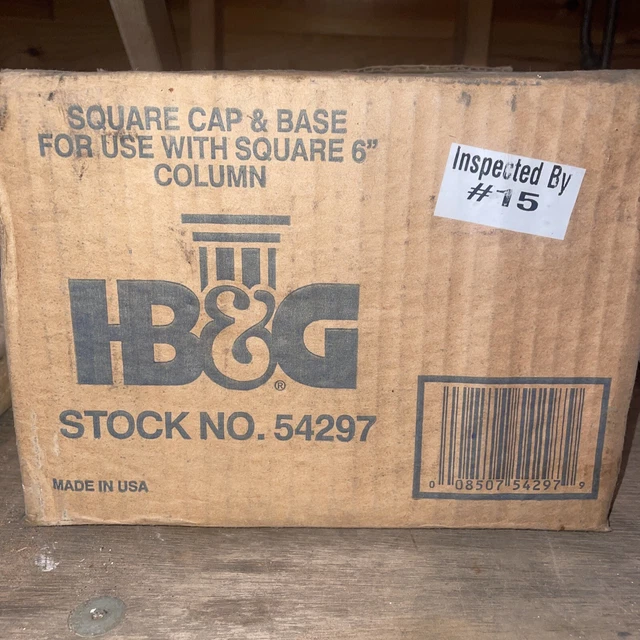 *2* HB&G 6” Cap & Base for Square Column Shaft - FiberGlass + Installation Kits