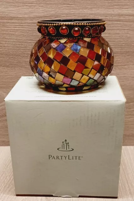 Vintage Partylite Mosaic Stained Glass Bubble Tealight Candle Holder