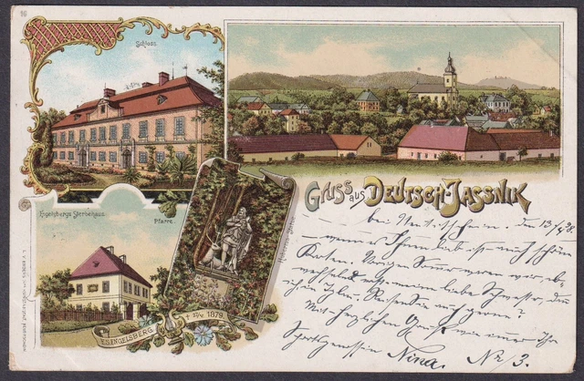 Deutsch-Jassnik Jaßnik Jesenik Ak Litografia Boemia Bohemia Cesko Czech