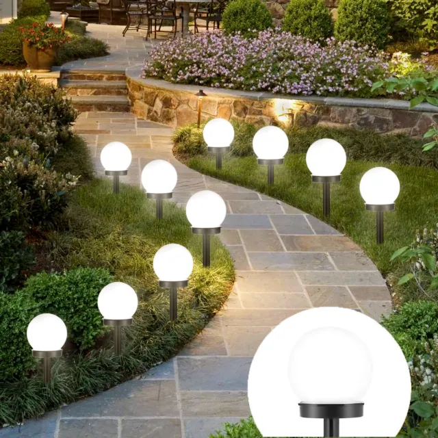 4x LED Solarleuchten Gartenleuchte Kugel Set Wegeleuchte für Außen Solarlampen