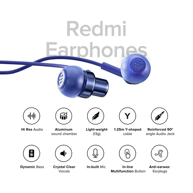 Écouteurs intra-auriculaires filaires Xiaomi Redmi avec micro (bleu) 2