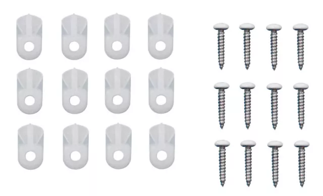 Prime-Line PL 7738 Flush Screen Clips with Screws (Pack of 12), White Plastic