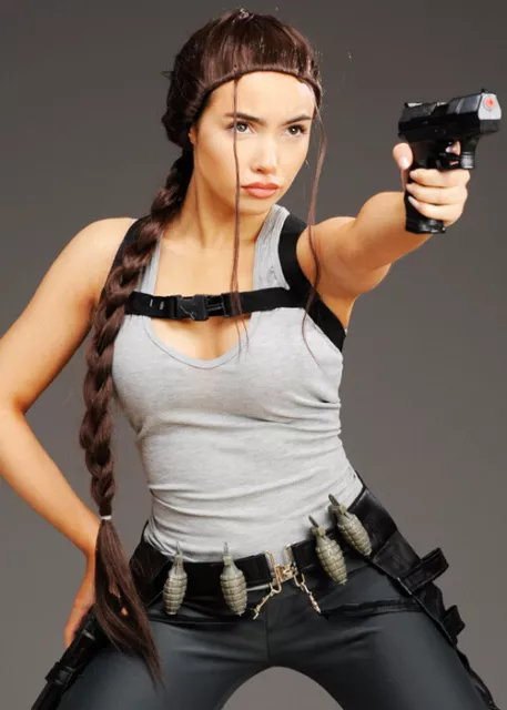 Womens Brown Plaited Lara Croft Style Wig