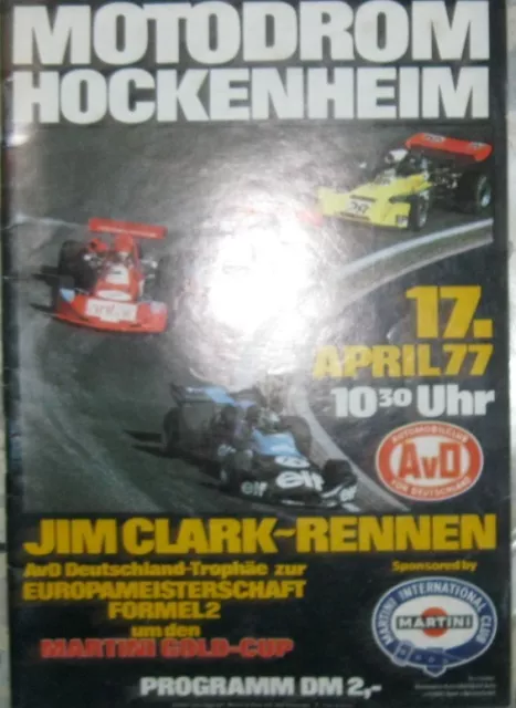 * Hockenheim 1977 Formel 2 Martini Gold-Cup  Jim Clark Rennen Rennprogramm *