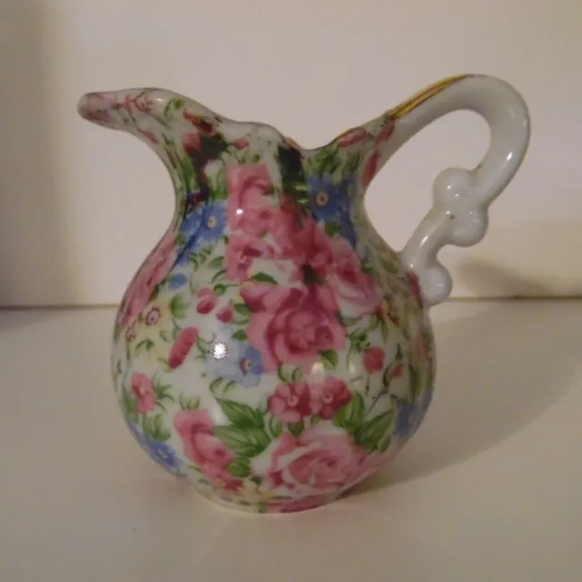 Arnart Royal Chintz Floral  Pink Roses Creamer Small Pitcher 5th Ave #2179