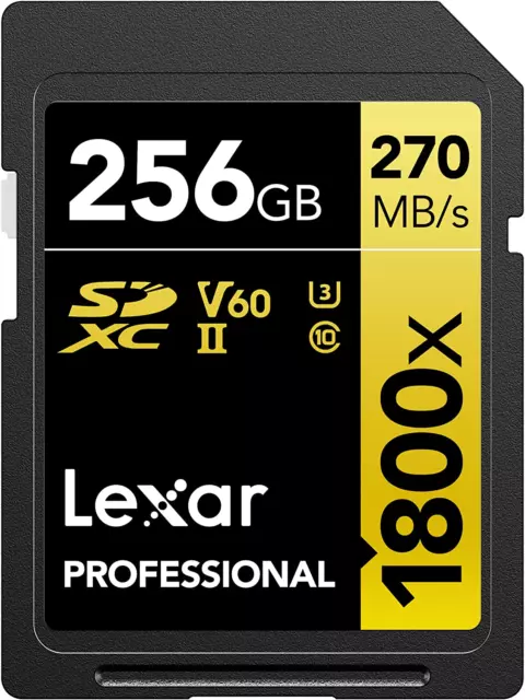 Lexar Professional 1800X SDXC UHS-II SD Card, Capacity 256GB