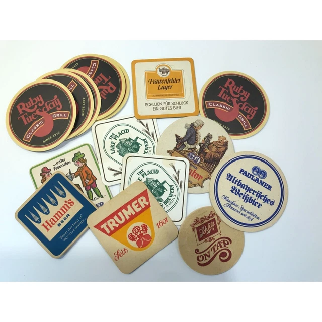 Vintage beer coaster lot, German lager, ale drink coasters, 15 pieces