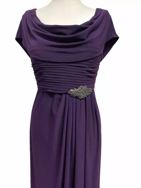 Alex Evenings Womens Eggplant Color Cowlneck Embellished Evening Gown 8 New 2